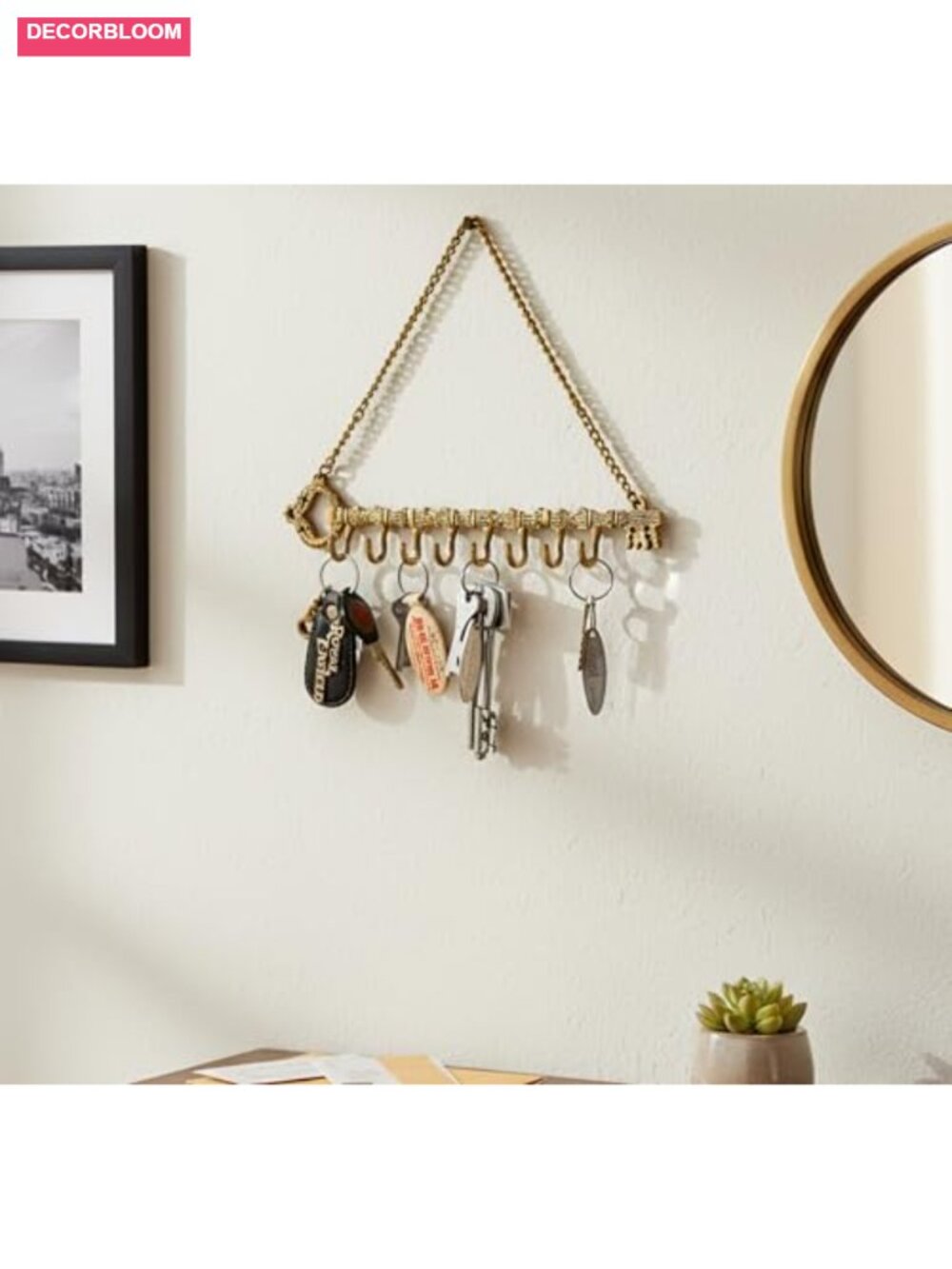 Brass Key Holder Wall Mount Handmade Wall Decor Key Hooks